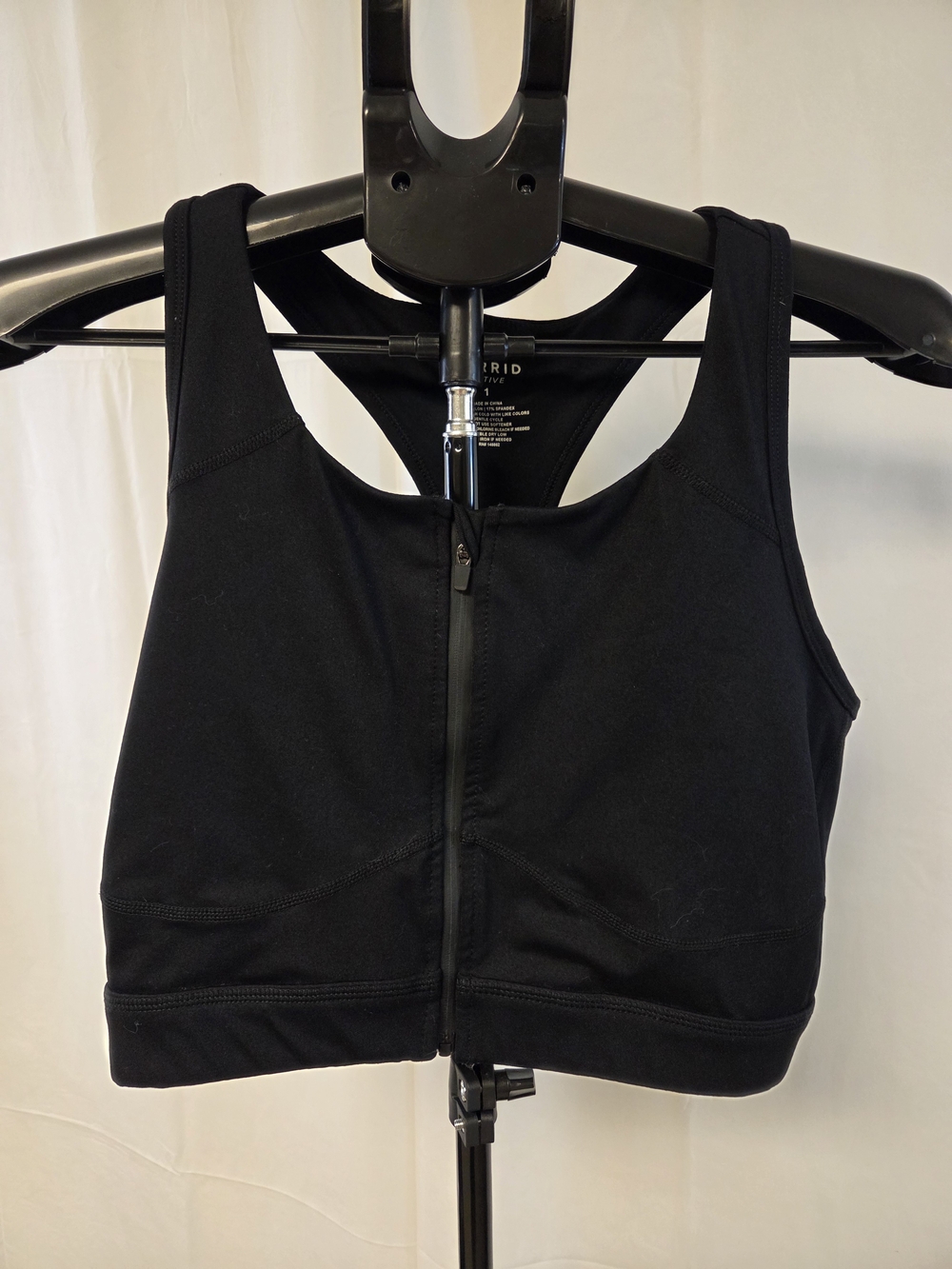 torrid Black Front-Zip Racerback Sports Bra